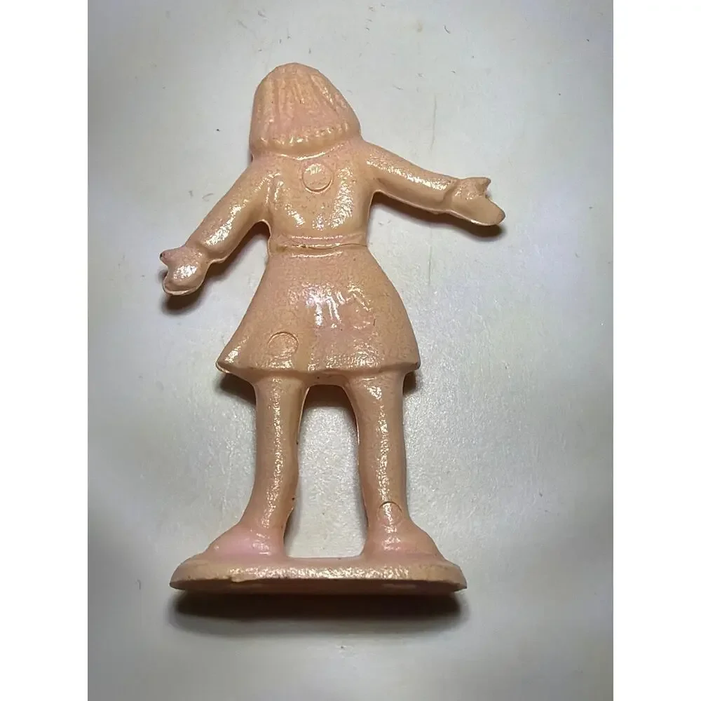Vintage 1950s Pink Plastic Girl Figurine Cracker Jack Cereal Prize Premium Toy